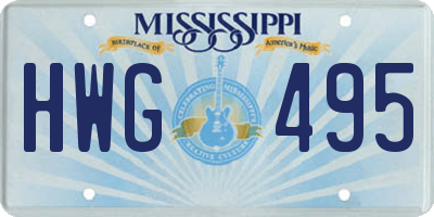 MS license plate HWG495