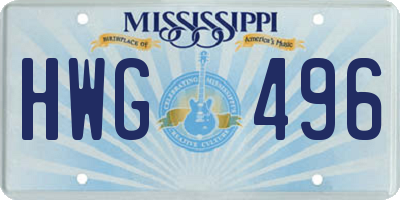 MS license plate HWG496
