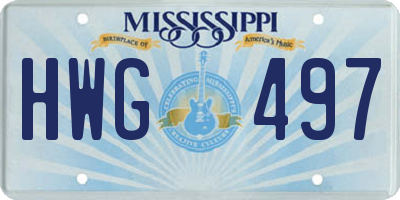 MS license plate HWG497