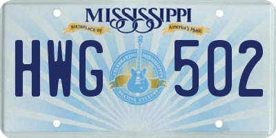 MS license plate HWG502
