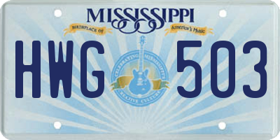 MS license plate HWG503