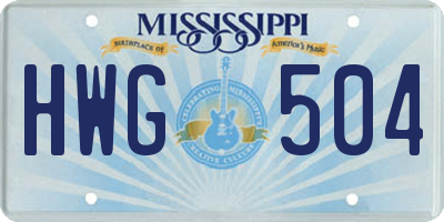MS license plate HWG504
