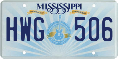 MS license plate HWG506