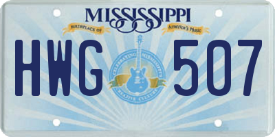 MS license plate HWG507