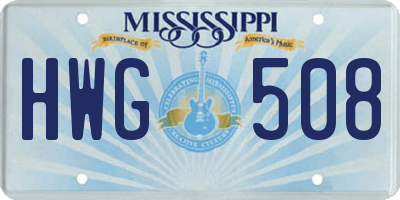 MS license plate HWG508