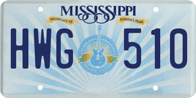 MS license plate HWG510