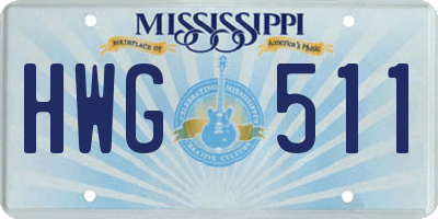 MS license plate HWG511