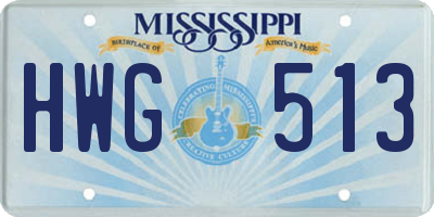MS license plate HWG513
