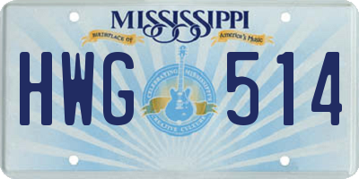 MS license plate HWG514