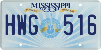 MS license plate HWG516