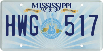 MS license plate HWG517