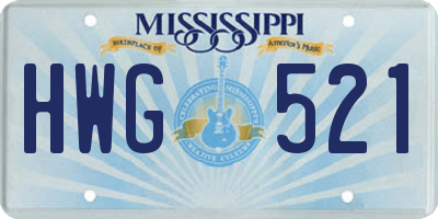 MS license plate HWG521