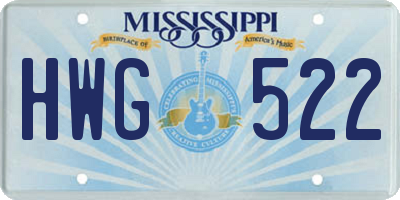 MS license plate HWG522