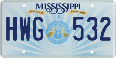 MS license plate HWG532