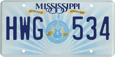 MS license plate HWG534