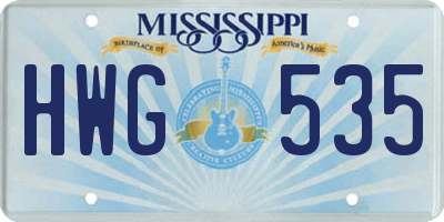 MS license plate HWG535
