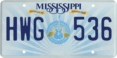 MS license plate HWG536