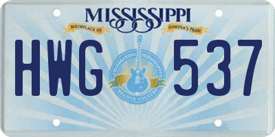 MS license plate HWG537