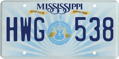 MS license plate HWG538