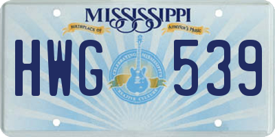 MS license plate HWG539
