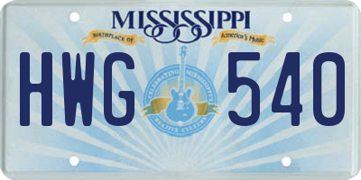MS license plate HWG540