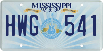 MS license plate HWG541