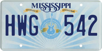 MS license plate HWG542