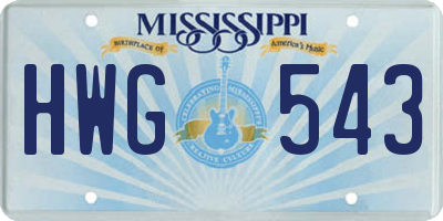 MS license plate HWG543