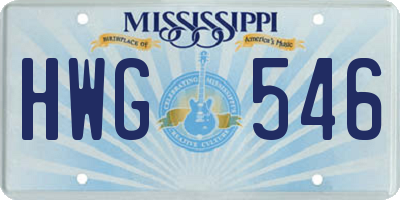 MS license plate HWG546