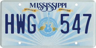 MS license plate HWG547