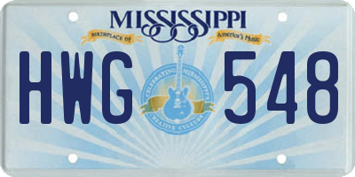 MS license plate HWG548