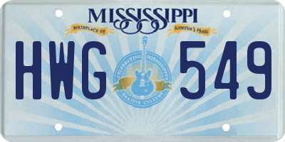 MS license plate HWG549