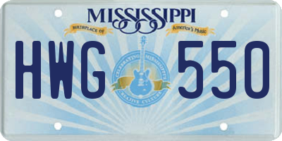 MS license plate HWG550