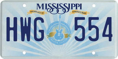 MS license plate HWG554