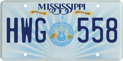 MS license plate HWG558