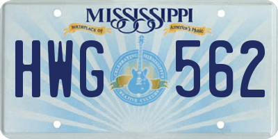 MS license plate HWG562