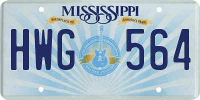 MS license plate HWG564