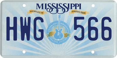 MS license plate HWG566