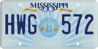 MS license plate HWG572