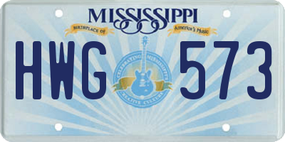 MS license plate HWG573