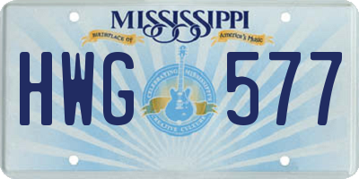 MS license plate HWG577