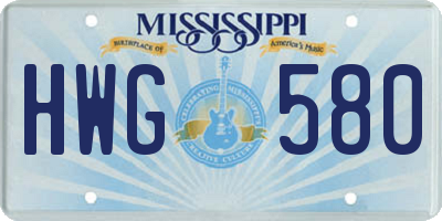 MS license plate HWG580
