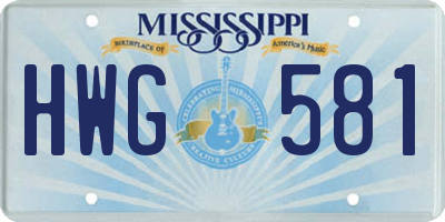 MS license plate HWG581