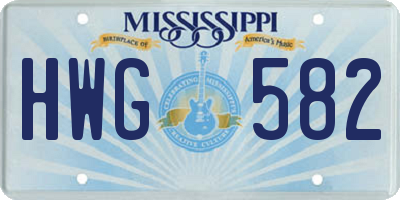 MS license plate HWG582