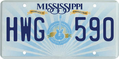 MS license plate HWG590