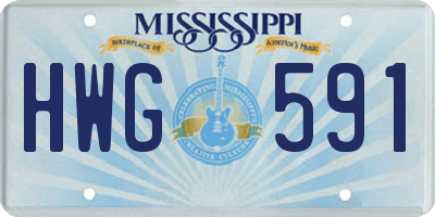 MS license plate HWG591
