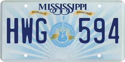 MS license plate HWG594