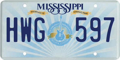 MS license plate HWG597
