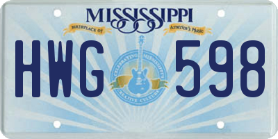 MS license plate HWG598
