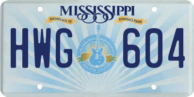 MS license plate HWG604